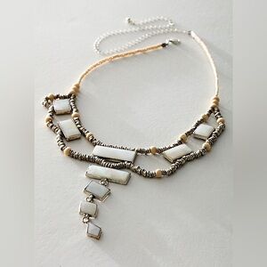 NWT Free People Lately Necklace In Silver & White Mother Of Pearl